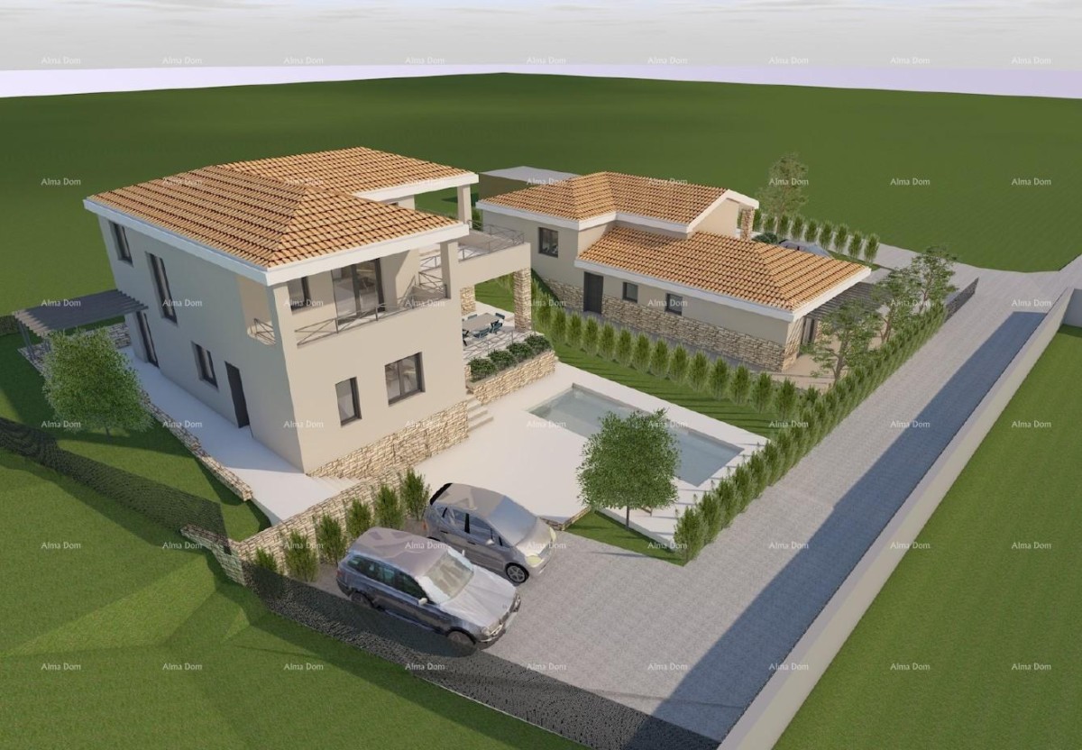 Istra. Bibići. Verkauf von Baugrundstücken mit Projekt, Bibići
