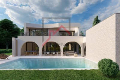 Istria, Poreč area - Modern villa in a new building with a swimming pool and a view of the sea - under construction