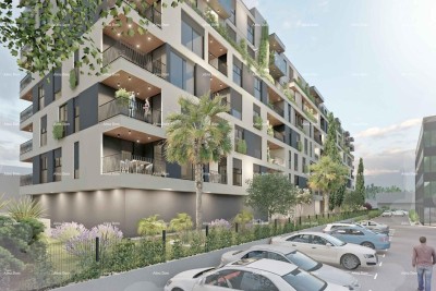 Edificio residenziale moderno con ascensore, vicino al centro.
