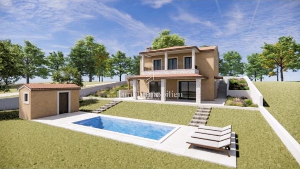 Umgebung von Pazin – Haus mit Pool in der Rohbauphase