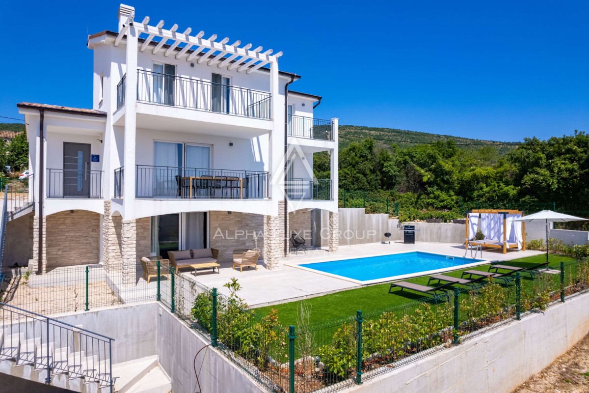 Istrien, Diminići – Villa mit Pool und Panoramameerblick