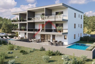 Stan u prizemlju, 123,63m2, 3 spavaće sobe, sa bazenom! - u izgradnji