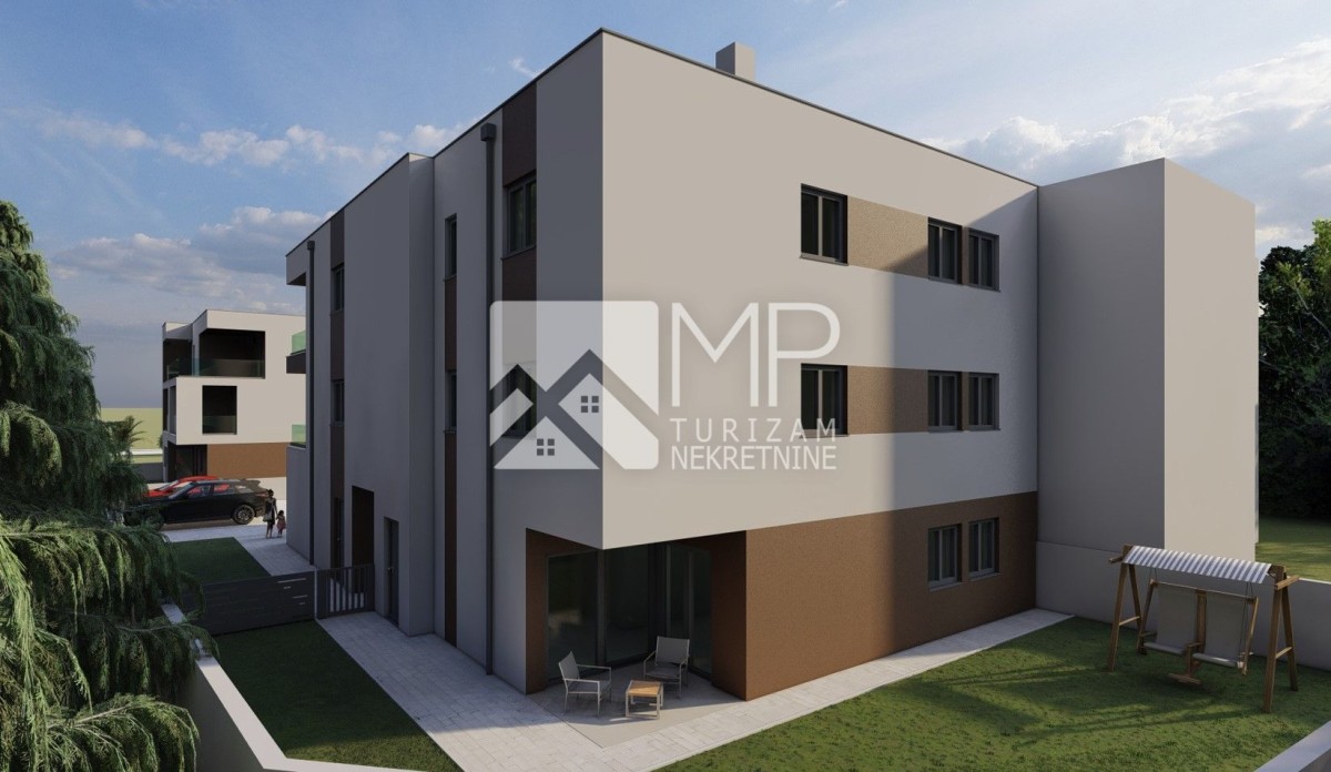 Pula, Valmade "N", NEUBAU, Ein-Zimmer-Wohnung im Erdgeschoss + Teil des Hofes