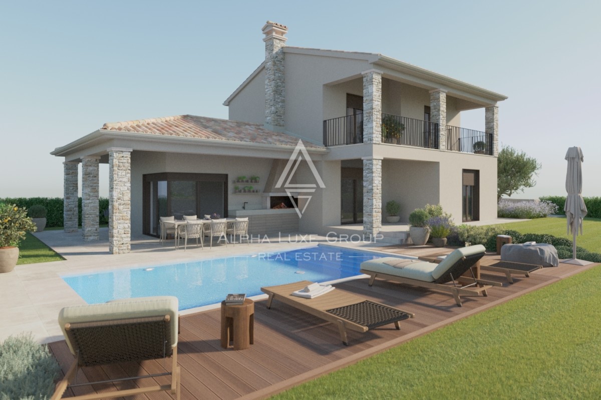 Istrien, Višnjan: freistehendes haus mit pool
