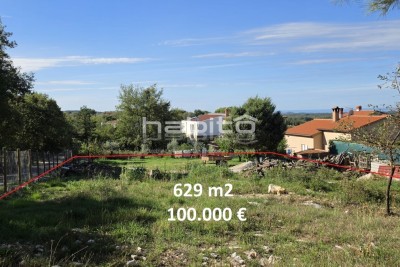 Poreč okolica, Višnjan – Građevinsko zemljište na mirnoj lokaciji, djelomičan pogled na more
