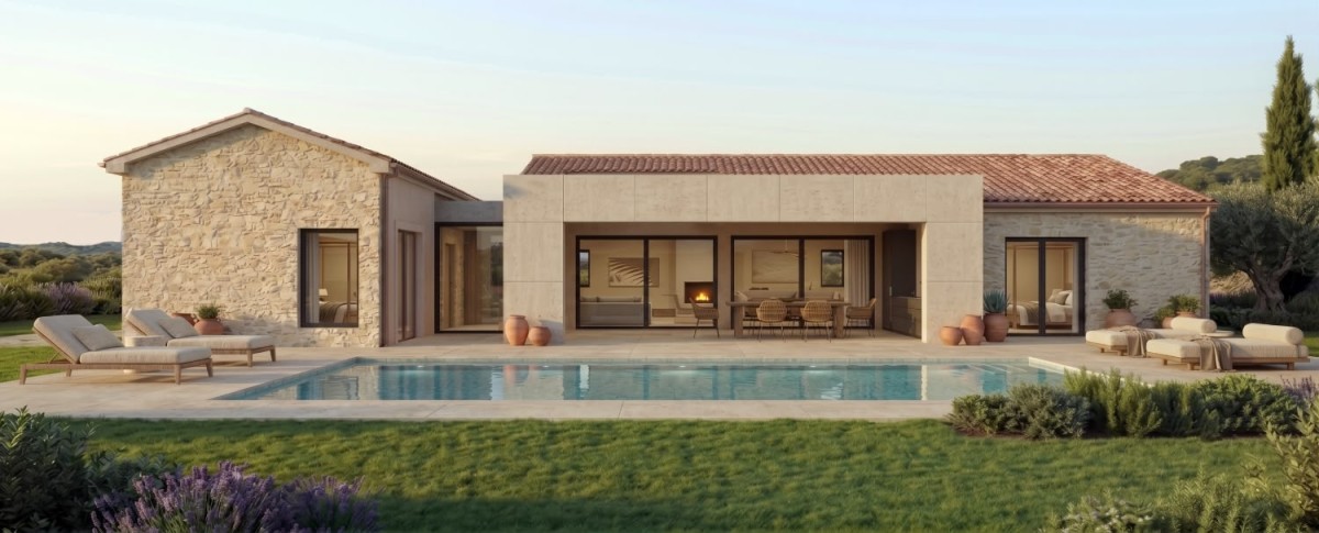 Modernes einstöckiges Haus mit Swimmingpool in der Nähe von Vižinada
