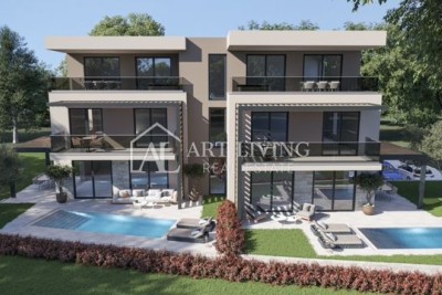 Poreč-okolica, dvoetažni apartma z bazenom v novogradnji, 3 km od morja