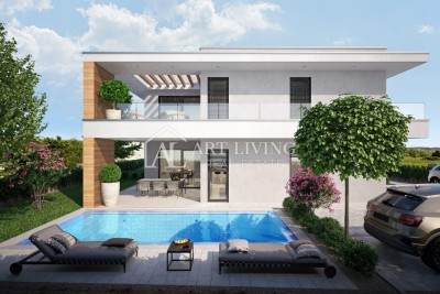 Umag – modernes Doppelhaus mit Pool, 500 m vom Meer entfernt, NEUBAU