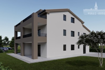 Appartamento al piano terra con il giardino e due camere da letto, in palazzina moderna - nella fase di costruzione