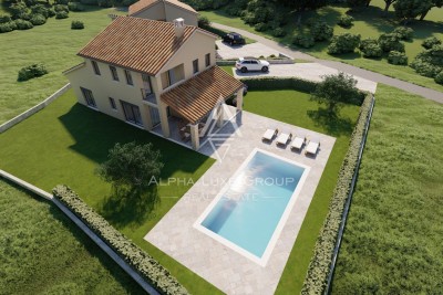 Hiša v izgradnji obdana s čudovitim zelenjem, Buzet, Istra