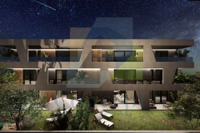 Umag, okolí, byt v prvním patře s prostornou terasou 2 km od moře - ve výstavbě