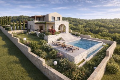 Poreč okolica - zemljište sa prekrasnim pogledom na more i građevinskom dozvolom