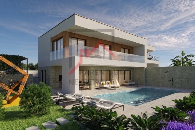 Istrien, Poreč – Luxusvilla mit Pool und Panoramablick - in Gebäude