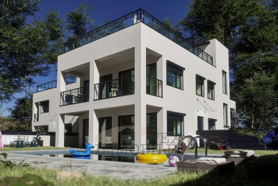 Poreč - Moderan stan s krovnom terasom i pogledom na more – 1.4 km od mora
