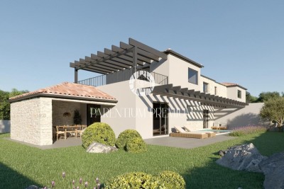 Moderna hiša dvojček z bazenom - v fazi gradnje