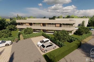 Modernes neues Gebäude im Erdgeschoss, Teer