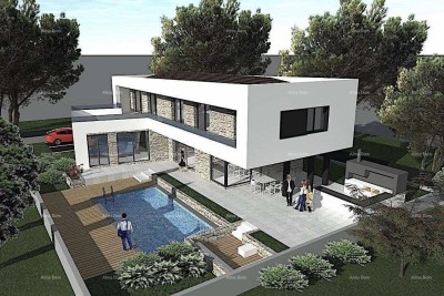 PERUŠKI, CASA IN FASE ROH-BAU CON PISCINA