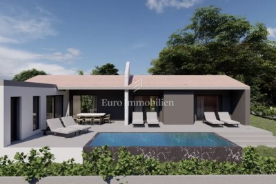 Moderna casa a un piano con piscina