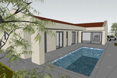 VERKAUF – Baugrundstück mit Baugenehmigung und Hausprojekt mit Pool, Marčana!