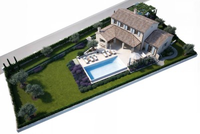 POREČ, 15 KM, GRAĐEVINSKO ZEMLJIŠTE S PROJEKTOM ZA PREKRASNU MEDITERANSKU KUĆU