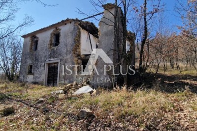 Jedinstvena nekretnina, veliko građevinsko zemljište i veliko poljoprivredno + kamena kuća na brdašcu sa pogledom na Motovun