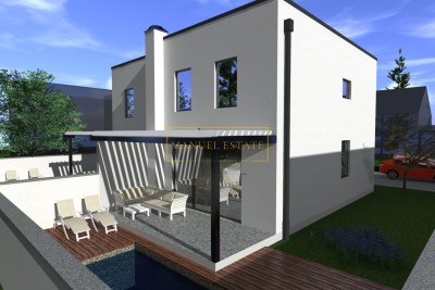 ZUM VERKAUF: MODERNES DOPPELHAUS IN UMAG – 200 M VOM MEER ENTFERNT, 3 SCHLAFZIMMER, PERFEKTE INVESTITION IN ISTRIEN IN STRANDNÄHE! - in Gebäude