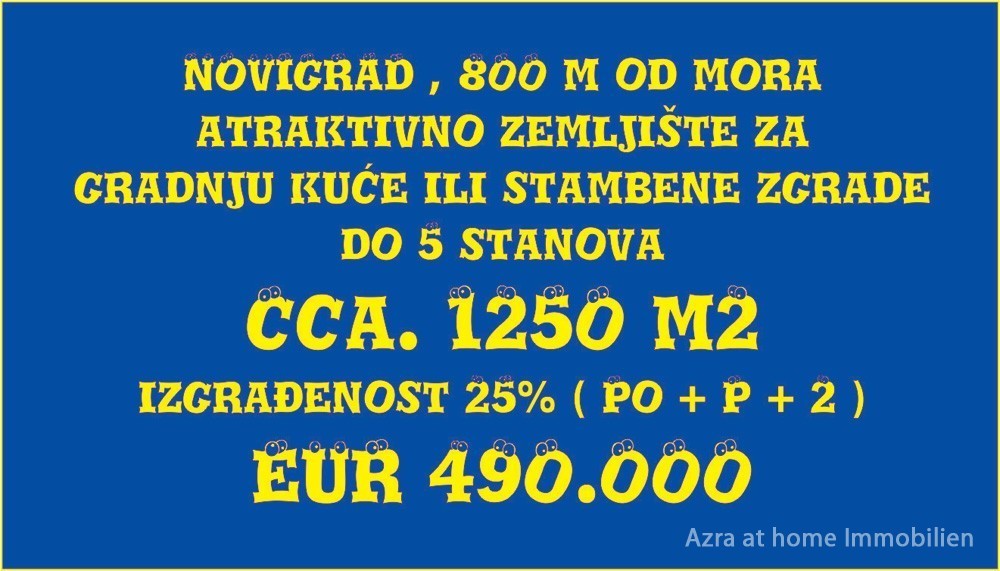 NOVIGRAD, attraktives Grundstück zum Bau eines Hauses oder eines Wohngebäudes mit bis zu 5 Wohnungen