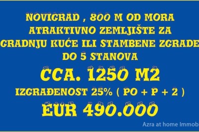 NOVIGRAD, attraktives Grundstück zum Bau eines Hauses oder eines Wohngebäudes mit bis zu 5 Wohnungen