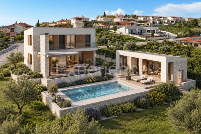 ISTRIA, Visinada: Elegante villa moderna nella fase di costruzione ROH-BAU!